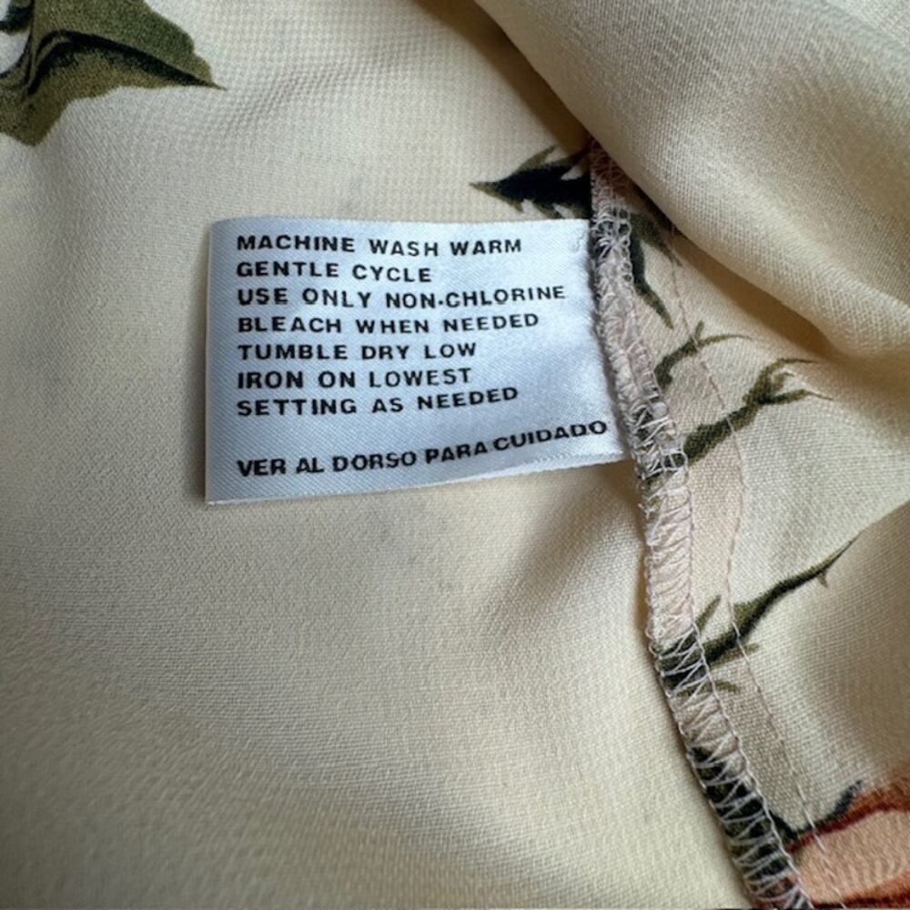 Le Caviar Sheer Floral Blouse M Beige Fall Cottagecore Button Front - Picture 13 of 14